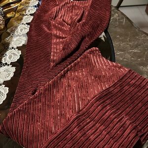Free People Ribbed Velvet Flare Pants in Burgundy